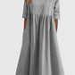 👗49% Rabatt✨Smocked Casual Cotton Kleid mit runden Necktasche für Frauen