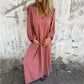 🔥Heißer Verkauf 49 % RABATT🔥V-Ausschnitt Volltonfarbe Laternenärmel Kleid