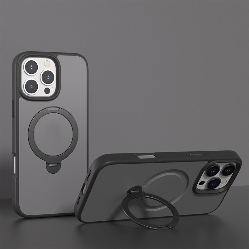 Matte Magnetic Phone Case With Rotating Stand for iPhone 16-13 Series